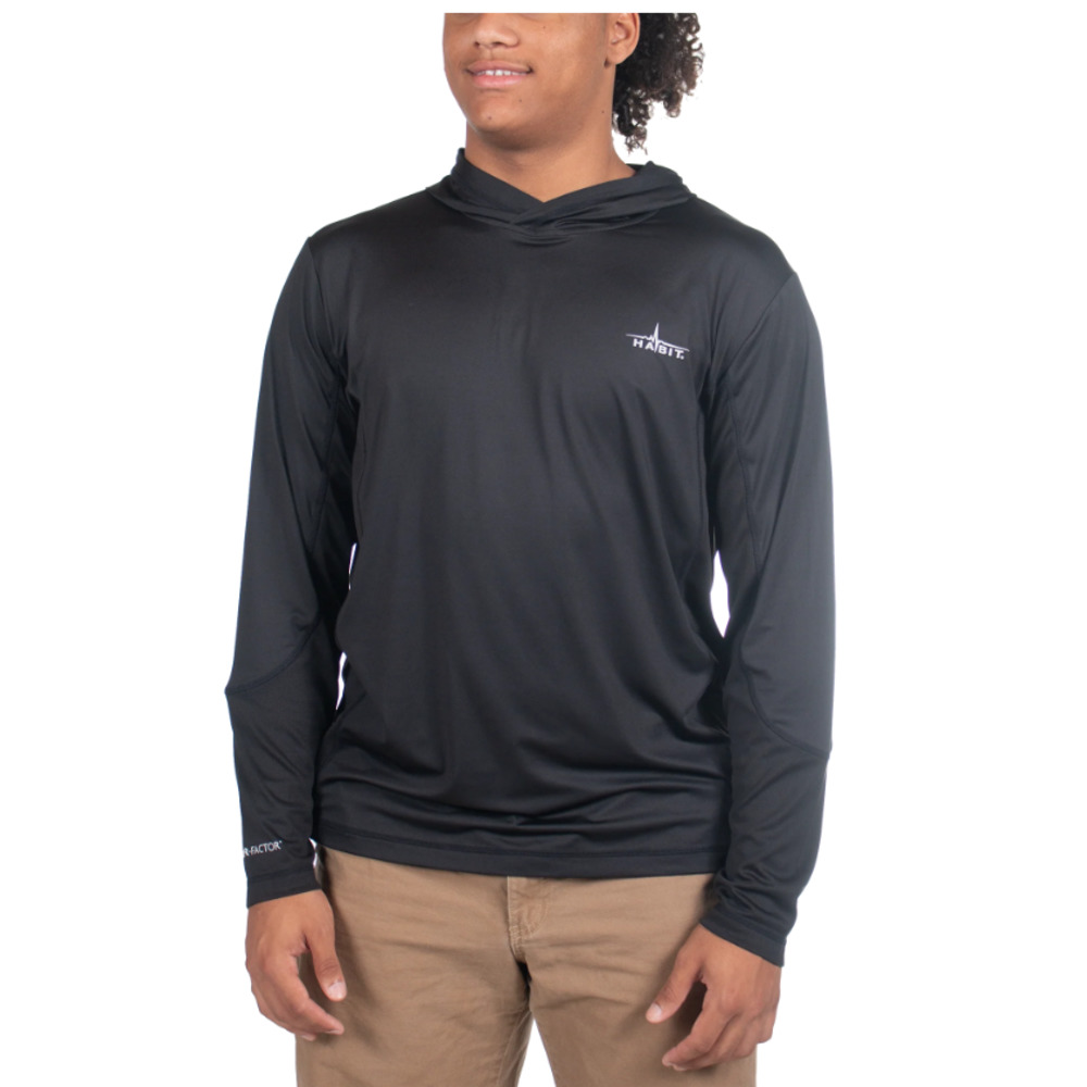 NWT Habit Men's UPF 40+ UV Protection Hooded Performance Layer - Black - SMALL